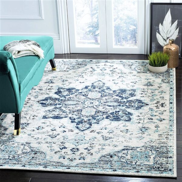 ORIENTALNY BAROKOWY DYWAN POKOJOWY medalion mandala SAFAVIEH MADISON granatowy szary 200x300 cm - obrazek 14