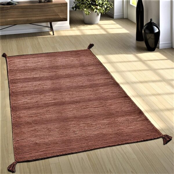 RĘCZNIE ROBIONY DYWAN BAWEŁNIANY ETNICZNY PLEMIENNY PACO HOME KILIM jasny brązowy 200x290 cm - obrazek 10