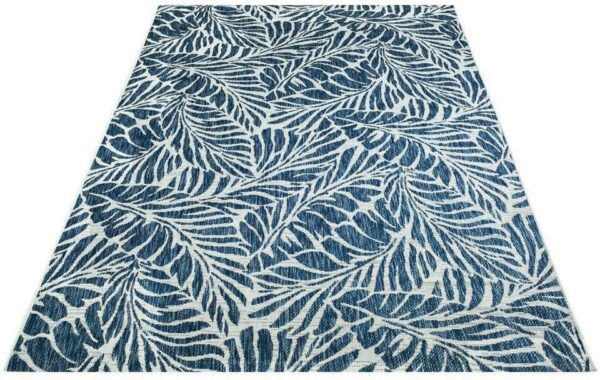 NOWOCZESNY DYWAN SZNURKOWY wewnętrzny zewnętrzny liście niebieski granatowy szary CARPET CITY OUTDOOR 160x230 cm - obrazek 6