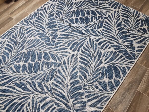 NOWOCZESNY DYWAN SZNURKOWY wewnętrzny zewnętrzny liście niebieski granatowy szary CARPET CITY OUTDOOR 160x230 cm - obrazek 8