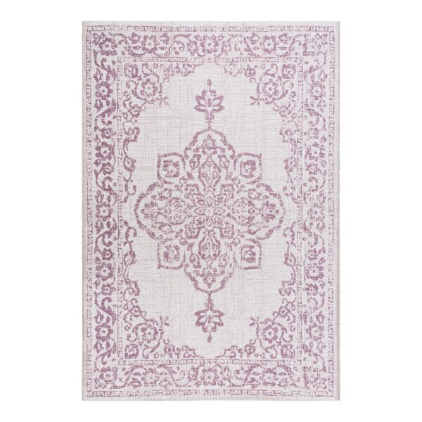 ORIENTALNY DYWAN TKANY NA PŁASKO SZNURKOWY MANDALA kremowy różowy fioletowy NORTHRUGS TILOS 160x230 cm - obrazek 15
