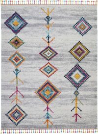 ETNICZNY PLEMIENNY DYWAN NOWOCZESNY Z FRĘDZLAMI kolorowy kremowy szary NOURISON NOMAD 200x290 cm - obrazek 4