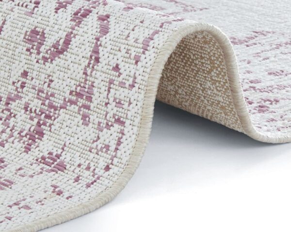 ORIENTALNY DYWAN TKANY NA PŁASKO SZNURKOWY MANDALA kremowy różowy fioletowy NORTHRUGS TILOS 160x230 cm - obrazek 3