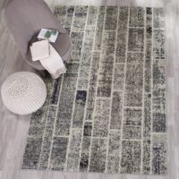 NOWOCZESNY DYWAN POKOJOWY w stylu Boho Chic szary granatowy wielokolorowy SAFAVIEH MONACO MNC216G 160x230 cm - obrazek 9