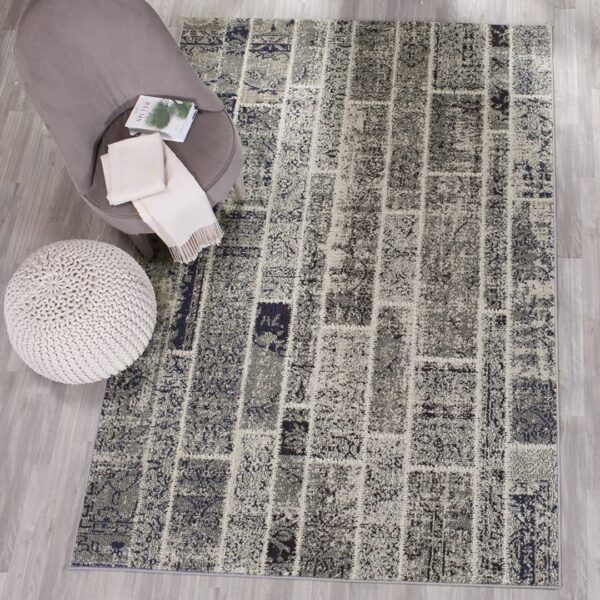 NOWOCZESNY DYWAN POKOJOWY w stylu Boho Chic szary granatowy wielokolorowy SAFAVIEH MONACO MNC216G 160x230 cm - obrazek 9