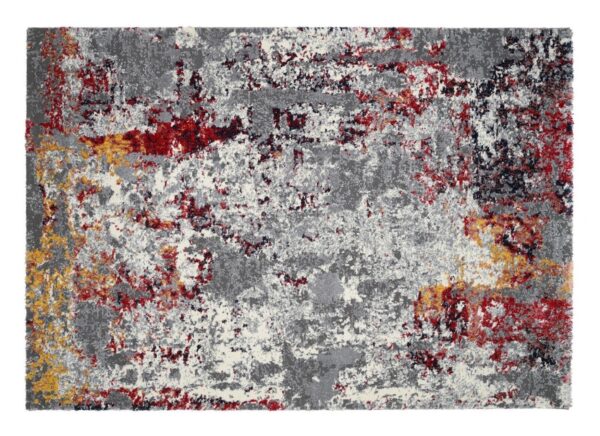 NOWOCZESNY ABSTRAKCYJNY STRUKTURALNY dywan podłogowy chodnik biegacz bieżnik OCI HIGH&LOW EIGHT czerwony żółty szary 80x300 cm - obrazek 5