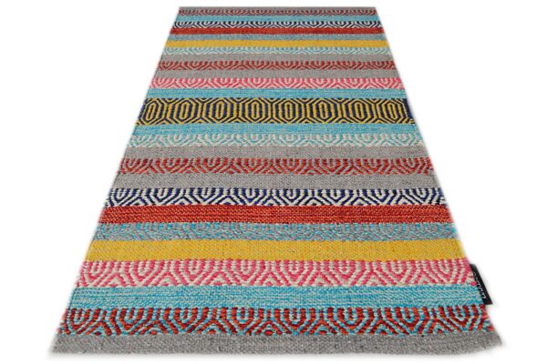 NATURALNY DYWAN BAWEŁNIANY ręcznie tkany kolorowy geometryczny BAKERO SAFFRON 66 120x170 cm - obrazek 15