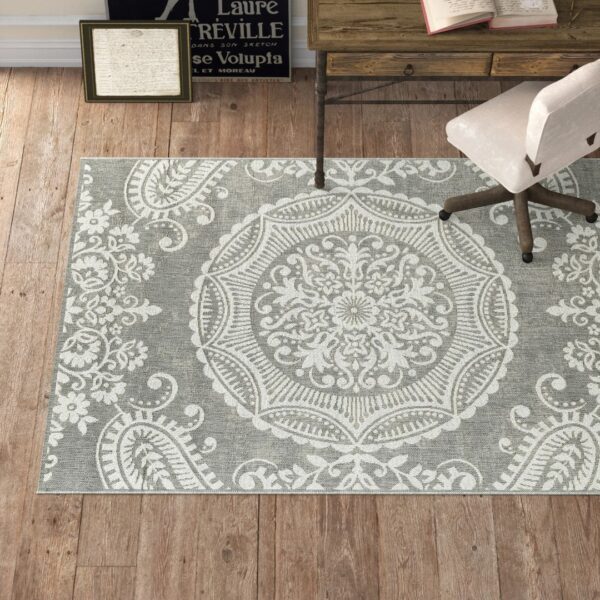 ORIENTALNY DYWAN SZNURKOWY MEDALION wewnętrzny zewnętrzny na taras szary kremowy BALTA RUGS PAISLEY 160x230 cm - obrazek 7
