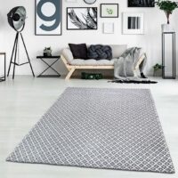 NATURALNY DYWAN BAWEŁNIANY w stylu boho skandi jasny szary niebieski granatowy CARPET CITY COTTON GREY NAVY 130x190 cm - obrazek 2