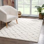 NOWOCZESNY GEOMETRYCZNY DYWAN SHAGGY PODŁOGOWY kremowy szary w romby CARPET CITY FOCUS 140x200 cm
