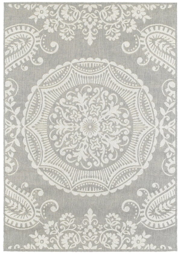 ORIENTALNY DYWAN SZNURKOWY MEDALION wewnętrzny zewnętrzny na taras szary kremowy BALTA RUGS PAISLEY 160x230 cm - obrazek 2