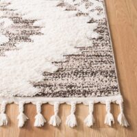 MAROKAŃSKI ETNICZNY DYWAN Z GRUBYMI PLECIONYMI FRĘDZLAMI kremowy brązowy SAFAVIEH MARROCCAN TASSEL SHAG 200x300 cm - obrazek 2