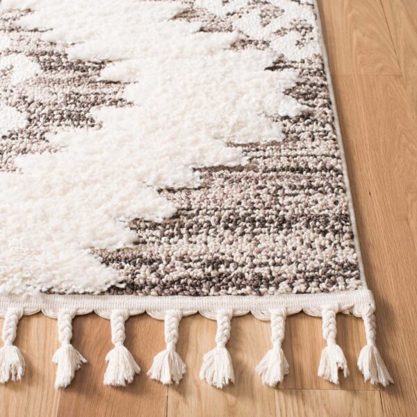 MAROKAŃSKI ETNICZNY DYWAN Z GRUBYMI PLECIONYMI FRĘDZLAMI kremowy brązowy SAFAVIEH MARROCCAN TASSEL SHAG 200x300 cm - obrazek 2