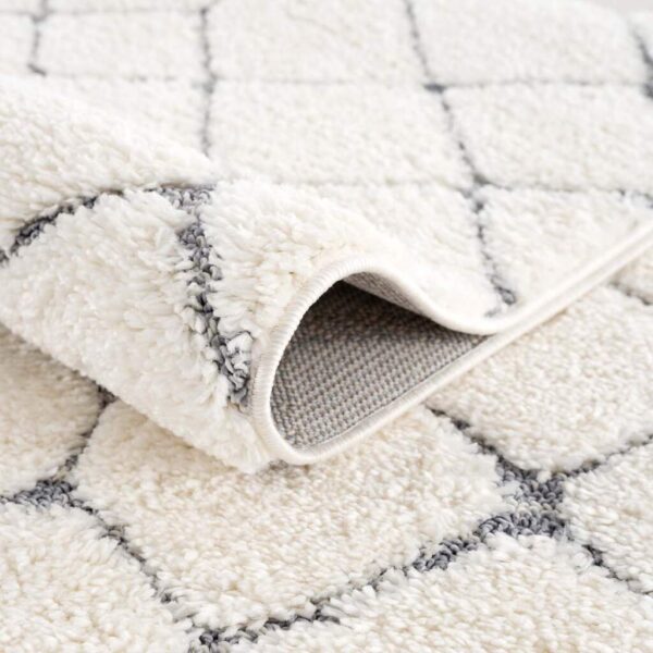NOWOCZESNY GEOMETRYCZNY DYWAN SHAGGY PODŁOGOWY kremowy szary w romby CARPET CITY FOCUS 140x200 cm - obrazek 3