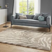 PUSZYSTY DYWAN Z DŁUGIM WŁOSIEM wzór zebry kremowy beżowy szczególnie miękki MINT RUGS ALLURE DESERT 120x170 cm - obrazek 6