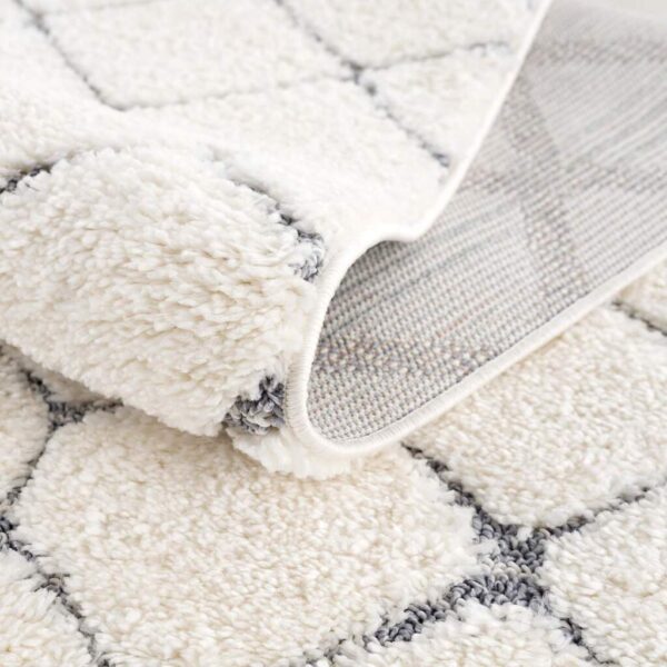 NOWOCZESNY GEOMETRYCZNY DYWAN SHAGGY PODŁOGOWY kremowy szary w romby CARPET CITY FOCUS 140x200 cm - obrazek 4