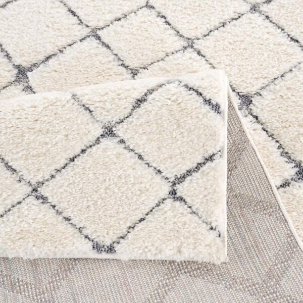 NOWOCZESNY GEOMETRYCZNY DYWAN SHAGGY PODŁOGOWY kremowy szary w romby CARPET CITY FOCUS 140x200 cm - obrazek 5