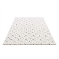 NOWOCZESNY GEOMETRYCZNY DYWAN SHAGGY PODŁOGOWY kremowy szary w romby CARPET CITY FOCUS 140x200 cm - obrazek 6