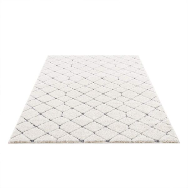 NOWOCZESNY GEOMETRYCZNY DYWAN SHAGGY PODŁOGOWY kremowy szary w romby CARPET CITY FOCUS 140x200 cm - obrazek 6