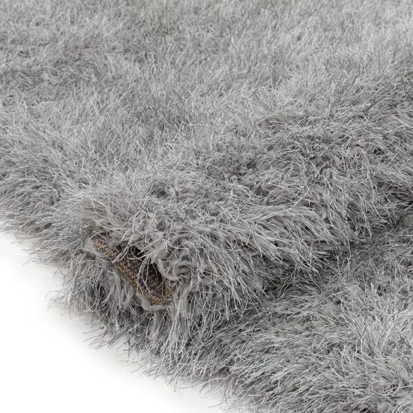 NOWOCZESNY GŁADKI LŚNIĄCY ELEGANCKI DYWAN SHAGGY PREMIUM DO SALONU srebrny szary WELL WOVEN KUKI SILVER 160x220 cm - obrazek 10