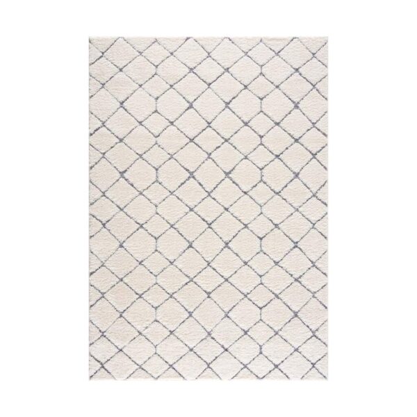 NOWOCZESNY GEOMETRYCZNY DYWAN SHAGGY PODŁOGOWY kremowy szary w romby CARPET CITY FOCUS 140x200 cm - obrazek 8