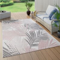 NOWOCZESNY DYWAN WEWNĘTRZNY I ZEWNĘTRZNY sznurkowy w palmy kremowy szary różowy PACO HOME KUBA 160x220 cm
