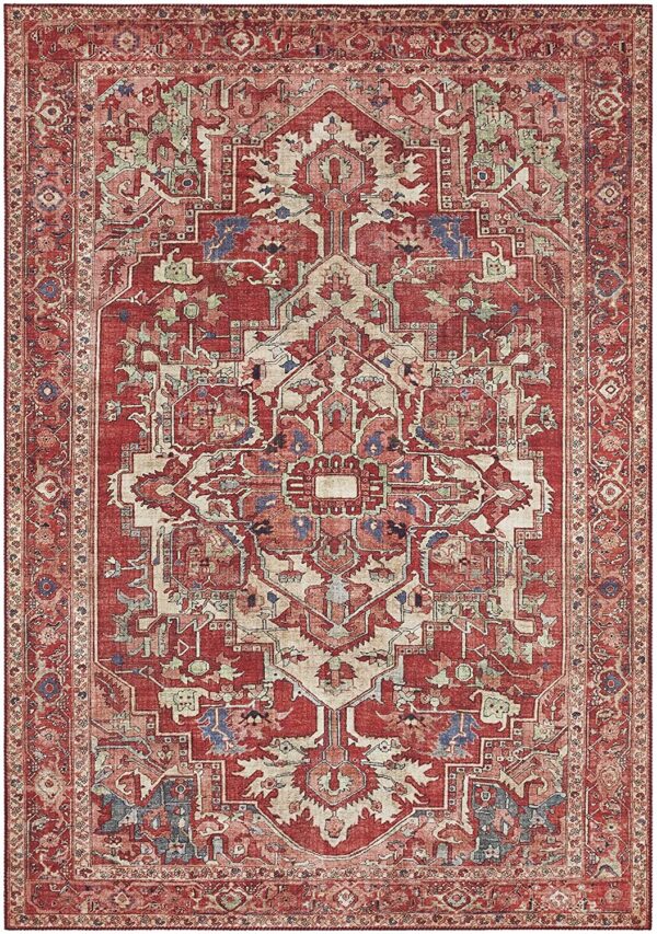 ORIENTALNY PERSKI DYWAN PODŁOGOWY tkany na płasko czerwony kolorowy NOURISTAN LETA ORIENTROT 120x160 cm - obrazek 8