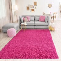 NOWOCZESNY PUSZYSTY dywan pokojowy dziewczęcy różowy VIMODA PRIME SHAGGY BARBIE PINK 120x170 cm