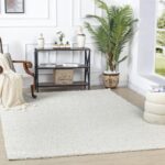 PUSZYSTY WŁOCHATY DYWAN DO SALONU BIURA SHAGGY biały kremowy SURYA FIVELANDS 120x170 cm