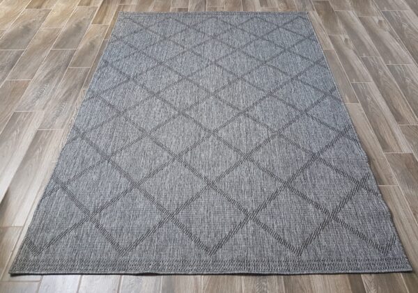 DWUSTRONNY DYWAN SZNURKOWY wewnętrzny zewnętrzny wzór KARO ROMBY DIAMENTY szary antracytowy BOUGARI CORSICA 160x230 cm - obrazek 7