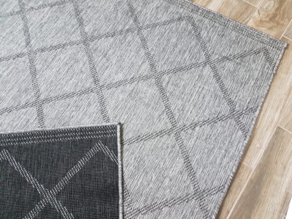 DWUSTRONNY DYWAN SZNURKOWY wewnętrzny zewnętrzny wzór KARO ROMBY DIAMENTY szary antracytowy BOUGARI CORSICA 160x230 cm - obrazek 9