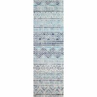 NOWOCZESNT ETNICZNY DYWAN PASTELOWY chodnik biegacz bieżnik niebieski granatowy szary BASHIAN MAYFAIR 77x244 cm - obrazek 7