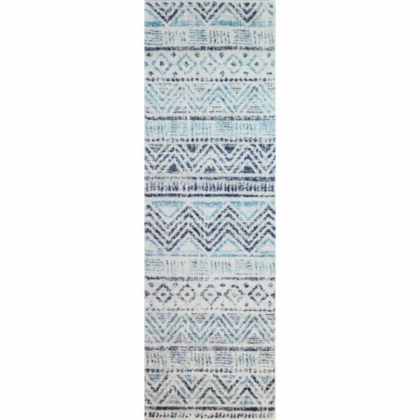 NOWOCZESNT ETNICZNY DYWAN PASTELOWY chodnik biegacz bieżnik niebieski granatowy szary BASHIAN MAYFAIR 77x244 cm - obrazek 7