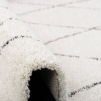 BERBERYJSKI GRUBY PUSZYSTY DYWAN SHAGGY DO SALONU SYPIALNI biały w szare romby BALTA RUGS SHERPA 200x290 cm - obrazek 4