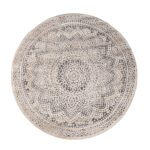ELEGANCKI NOWOCZESNY BAROKOWY OKRĄGŁY DYWAN POKOJOWY o strukturze mandali kremowy szary CARPET CITY ART 120x120 cm