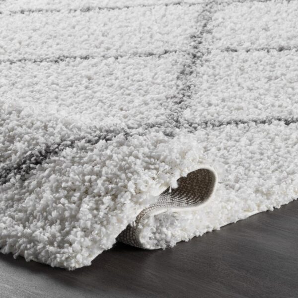 PUSZYSTY DUŻY NOWOCZESNY BERBERYJSKI DYWAN DO SALONU biały w szare romby diamenty nuLOOM EASY SHAG 280x370 cm - obrazek 8