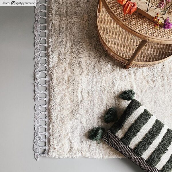 PUSZYSTY DYWAN CHODNIK Z FRĘDZLAMI berberyjski kremowy melanż boho skandi CARPET CITY PULPY SHAGGY 80x250 cm - obrazek 9