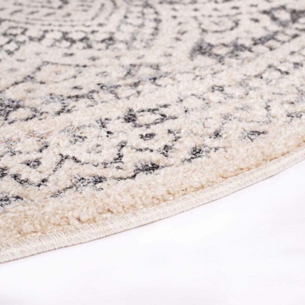 ELEGANCKI NOWOCZESNY BAROKOWY OKRĄGŁY DYWAN POKOJOWY o strukturze mandali kremowy szary CARPET CITY ART 120x120 cm - obrazek 3