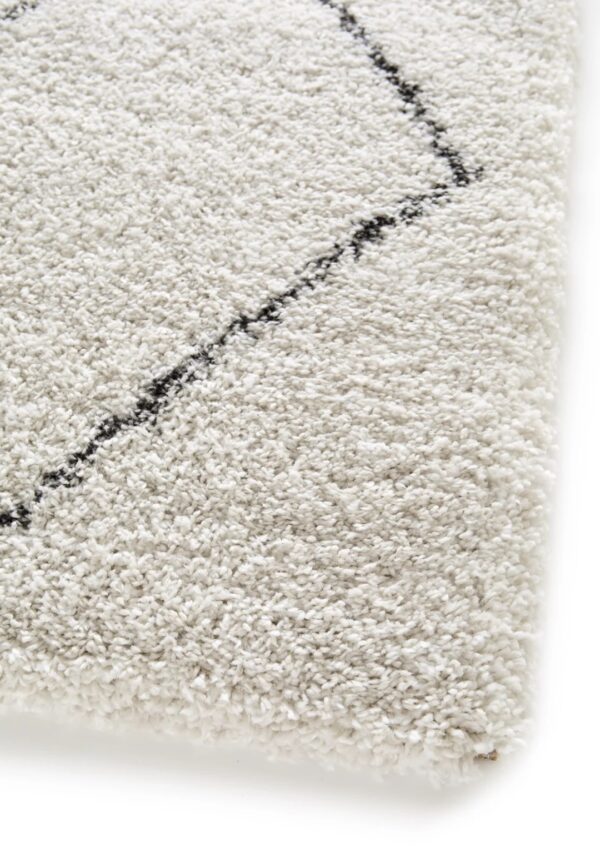BERBERYJSKI GRUBY PUSZYSTY DYWAN SHAGGY DO SALONU SYPIALNI biały w szare romby BALTA RUGS SHERPA 200x290 cm - obrazek 5