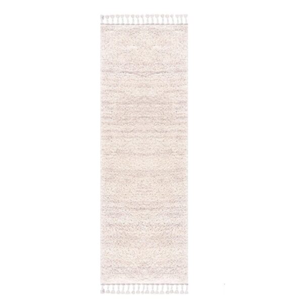 PUSZYSTY DYWAN CHODNIK Z FRĘDZLAMI berberyjski kremowy melanż boho skandi CARPET CITY PULPY SHAGGY 80x250 cm - obrazek 5