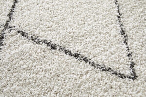 BERBERYJSKI GRUBY PUSZYSTY DYWAN SHAGGY DO SALONU SYPIALNI biały w szare romby BALTA RUGS SHERPA 200x290 cm - obrazek 11