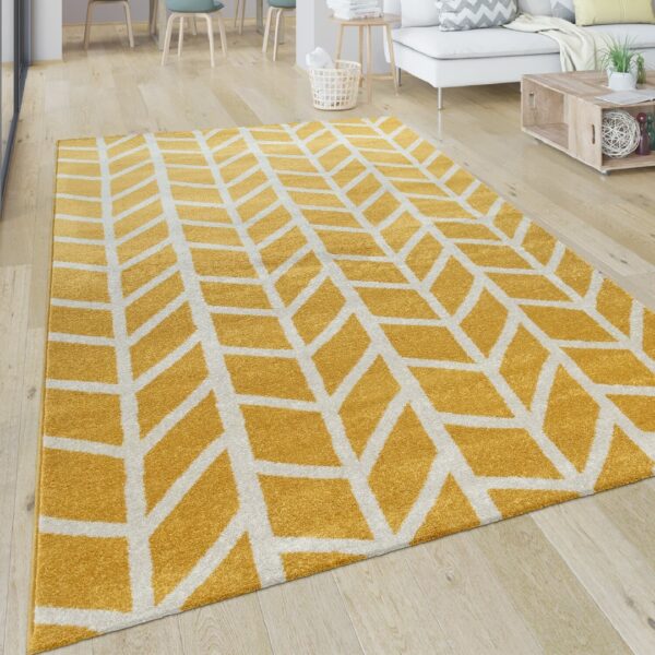 NOWOCZESNY GEOMETRYCZNY PRZYTULNY DYWANIK pokojowy żółty biały jodełka PACO HOME PATTERN 60x100 cm - obrazek 10