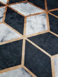 GEOMETRYCZNY ANTYPOŚLIZGOWY AKSAMITNY DYWAN TKANY NA PŁASKO czarny szary HOMEFESTO 120x180 cm - obrazek 7