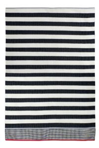 RĘCZNIE TKANY NATURALNY DYWAN BAWEŁNIANY biały czarny czerwony w paski JUTE & CO ISCHIA 60x140 cm - obrazek 3