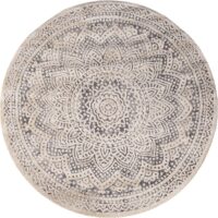 ELEGANCKI NOWOCZESNY BAROKOWY OKRĄGŁY DYWAN POKOJOWY o strukturze mandali kremowy szary CARPET CITY ART 120x120 cm - obrazek 11