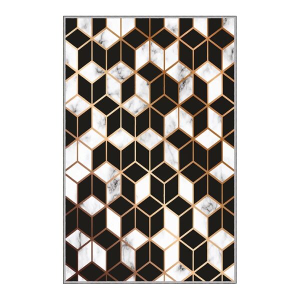 GEOMETRYCZNY ANTYPOŚLIZGOWY AKSAMITNY DYWAN TKANY NA PŁASKO czarny szary HOMEFESTO 120x180 cm - obrazek 10