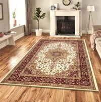 KLASYCZNY TRADYCYJNY TURECKI DYWAN DO SALONU czerwony kremowy kwiatowy wzór MILANO RUGS ROME 200x290 cm - obrazek 7