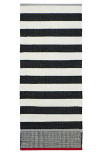 RĘCZNIE TKANY NATURALNY DYWAN BAWEŁNIANY biały czarny czerwony w paski JUTE & CO ISCHIA 60x140 cm - obrazek 2