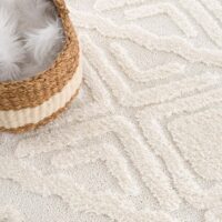 ETNICZNY PUSZYSTY DYWAN CHODNIK W STYLU SKANDI BOHO kremowy biały CARPET CITY FOCUS 80x300 cm - obrazek 2