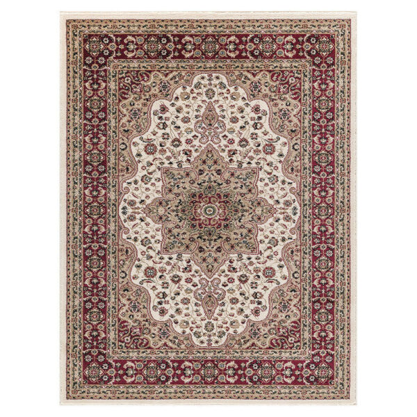 KLASYCZNY TRADYCYJNY TURECKI DYWAN DO SALONU czerwony kremowy kwiatowy wzór MILANO RUGS ROME 200x290 cm - obrazek 2